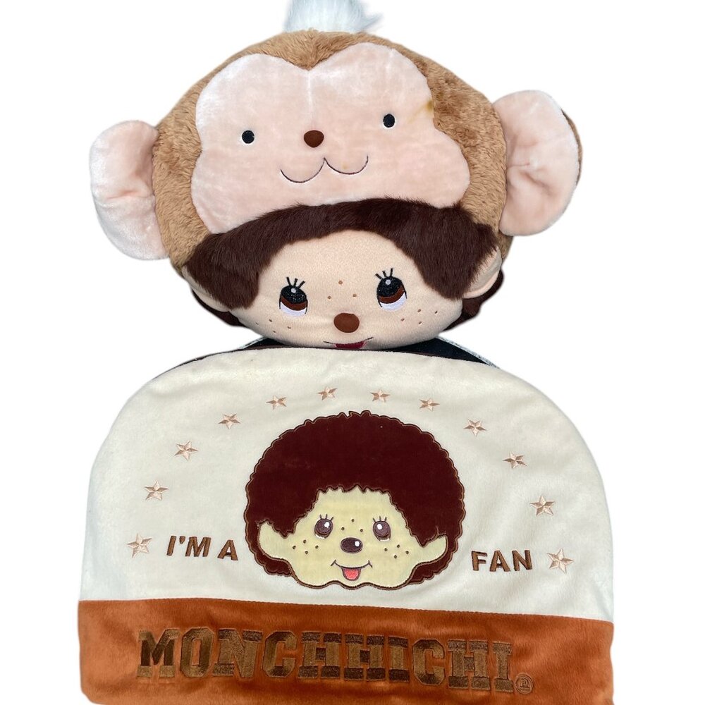 Monchichi Plush Head Pillow Cushion Sekiguchi and Cover